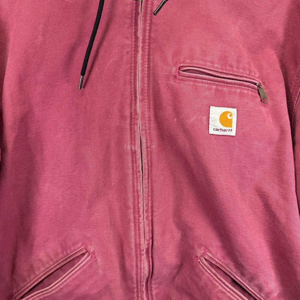 Carhartt Jacket Womens 2XL Raspberry Pink Sherpa Lined Hooded Canvas Workwear - Picture 4 of 12